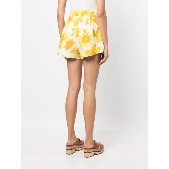 Alemais Sonny high waisted floral lemon yellow white linen shorts 2 - Picture 6 of 9
